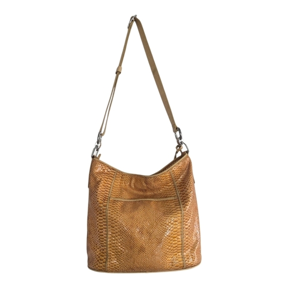 Brighton Handbags - Brighton Shoulder Habdbag Women Single Strap Gold Snakeskin Print Medium Charm